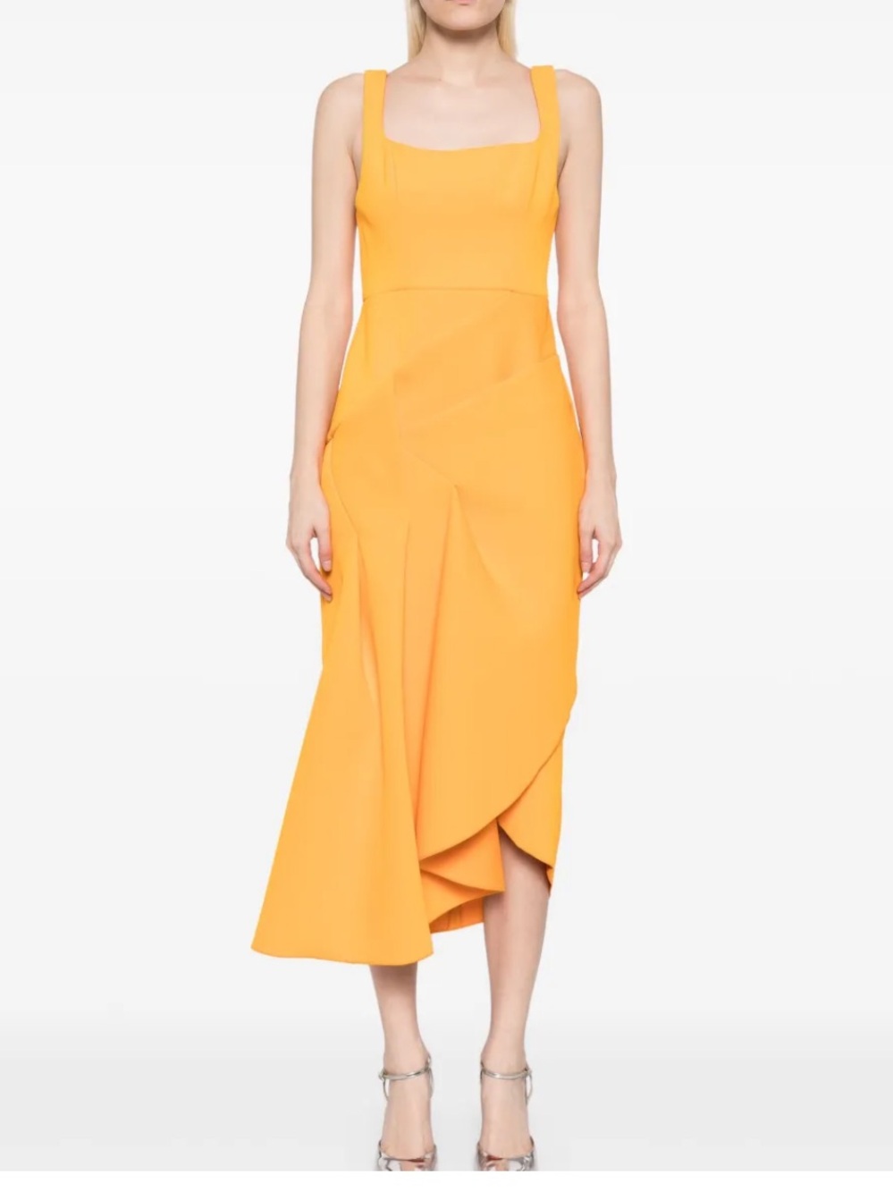 Acler Bright Yellow Asymmetrical Midi Dress